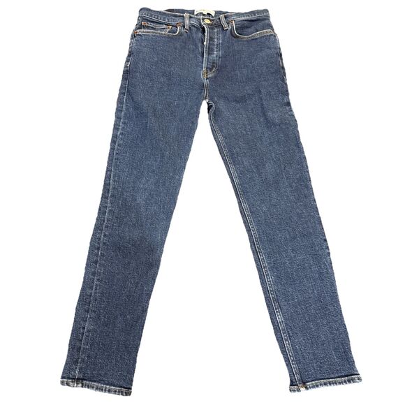 Re/Done Comfort Stretch High Rise Ankle Crop Jeans In Mid 70s. Size 30. - Picture 1 of 11